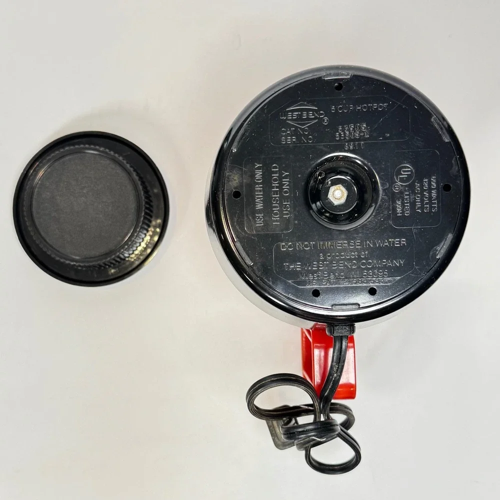 Vintage West Bend 5 Cup Electric Hot Pot Retro Red Black Model 53505 Works